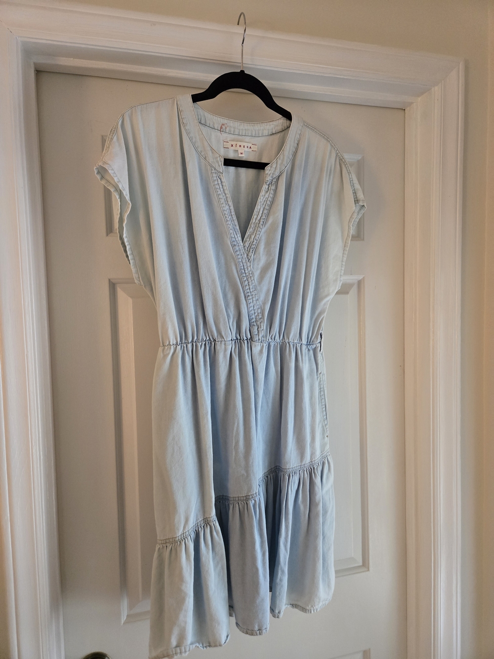 Light Wash Denim Tiered Dress